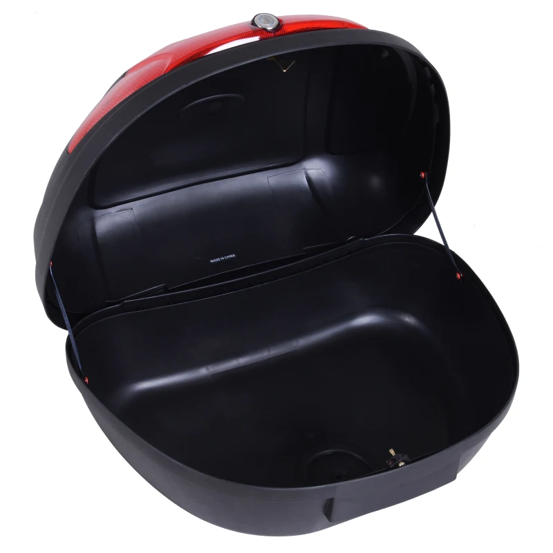 HOMCOM Mala para Motocicleta Mala para Mota Capacidade de 52L com Fechadura e 2 Chaves 59,5x43,5x31 cm Preto e Vermelho