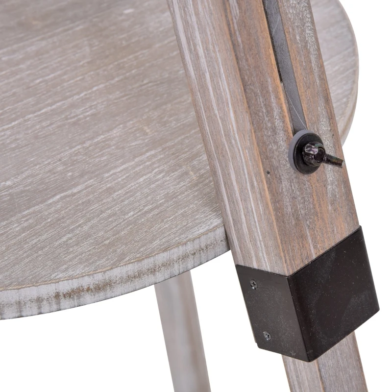 HOMCOM Lâmpada de assoalho com tripé com prateleira regulável em altura 63x63x110-150cm Bege