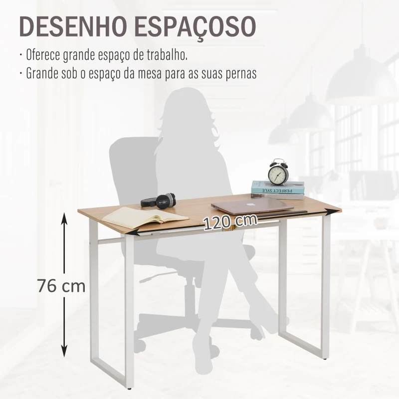 HOMCOM Secretária para escritorio Placa de ângulo ajustável 120x60x76cm