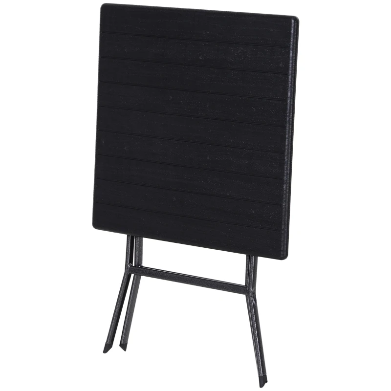 Outsunny Conjunto de Mesa e Cadeiras de Jardim Conjunto de Móveis de Exterior Dobráveis 61,6x61,6x74 cm e 57x44,5x81 cm  Preto