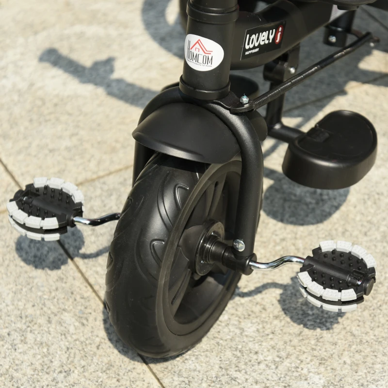 HOMCOM Triciclo para Crianças 2 em 1 com capota ajustável acima de 18 Meses vermelho 92x51x110cm