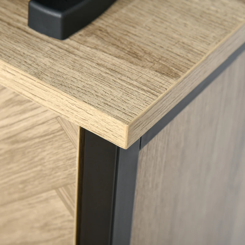 HOMCOM Aparador de Cozinha com 2 Portas Prateleiras Ajustáveis e 3 Compartimentos Abertos Móvel Auxiliar para Sala de Jantar e Sala de Estar 120x39,2x76cm Carvalho