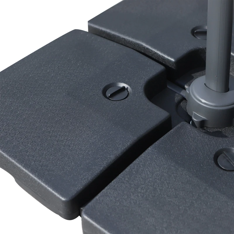 Outsunny Base para Chapéu de Sol com 4 Peças Suporte para Chapéu de Sol para Jardim Pátio Exterior 51x51x12 cm 9.8Kg Preto