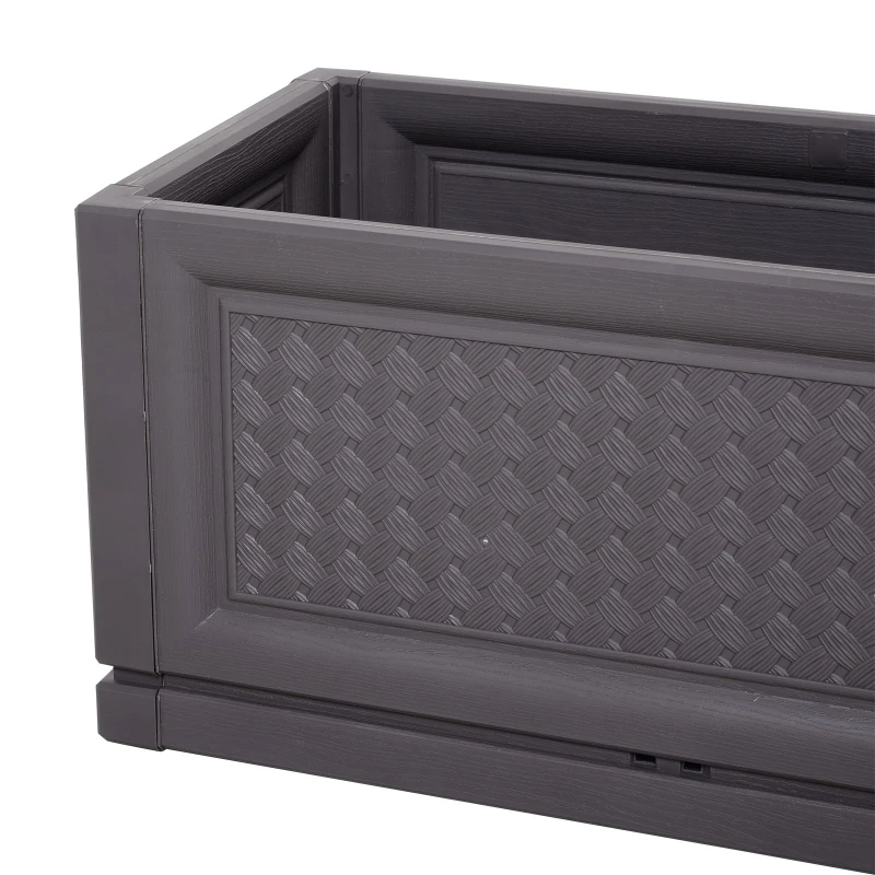 Outsunny Vaso retangular para flores e legumes com orifícios de drenagem 60x30x29 cm