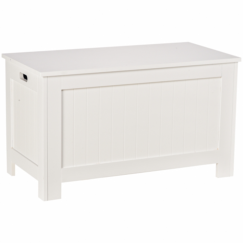 HOMCOM Armário de madeira para armazenamento de roupas brinquedos banco de armazenamento para sala de estar e banheiro carga de 20 kg branco 81 x 40 x 46 cm