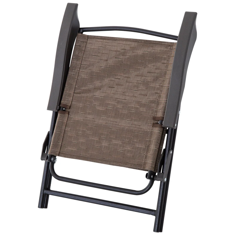 Outsunny Conjunto de Mesa e 2 Cadeiras  Cadeira Dobrável Encosto Reclináveis a 4 Níveis  Armação de Aço Marrom