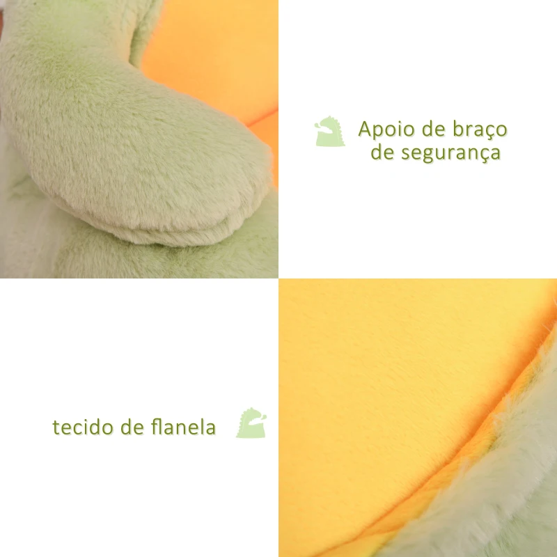 HOMCOM Sofá em forma de dinossauro para crianças acima de 18 meses com assento acolchoado  60x55x59cm Verde