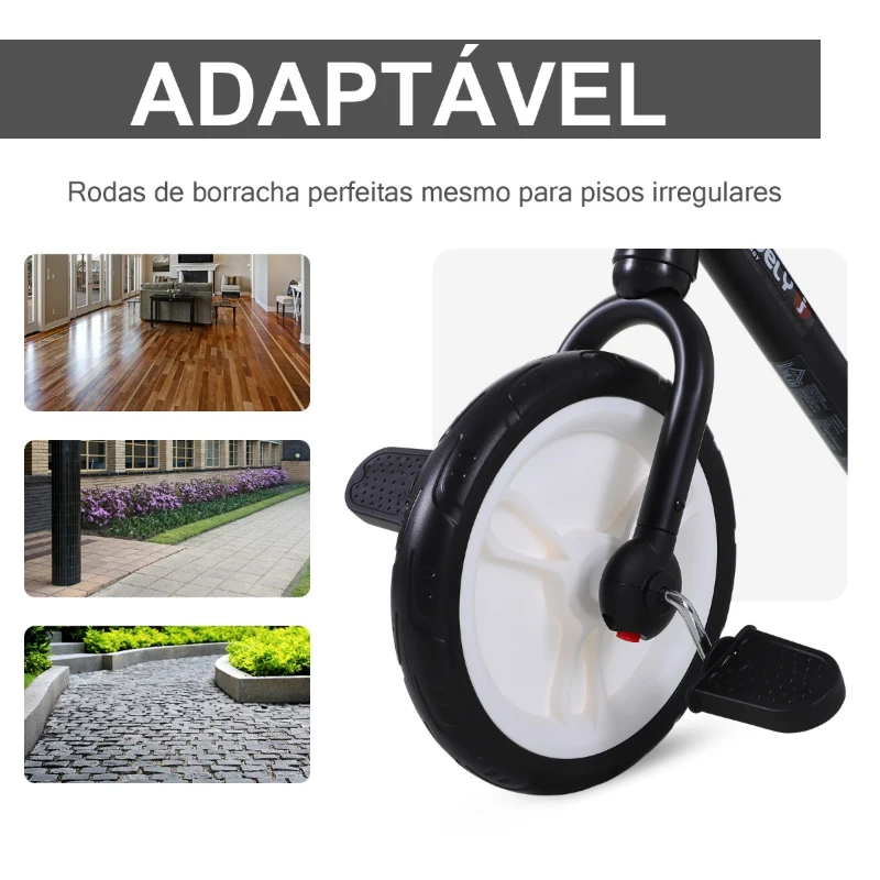 HOMCOM Bicicleta Balance com pedais e rodas removíveis para criança de 2-5 anos 85x36x54cm carga 25kg Cor preta