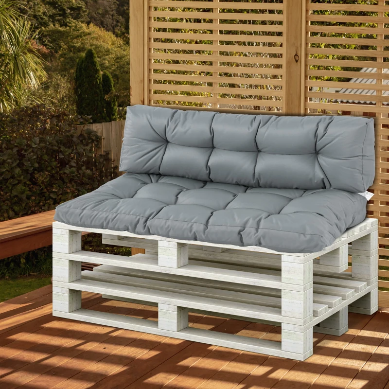Outsunny Almofada para palete com encosto  para banco rede balanço interna externa 120x80x12 cm cinza
