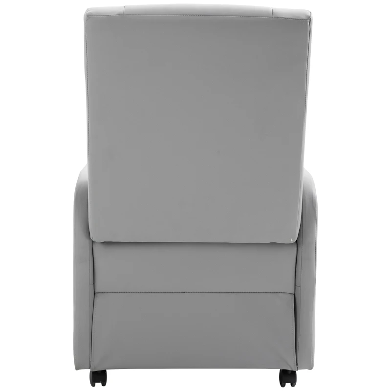 HOMCOM Poltrona Relaxante Reclinável Dobrável até 120 ° com Apoio para os Pés Extensível com Rodas  Couro PU