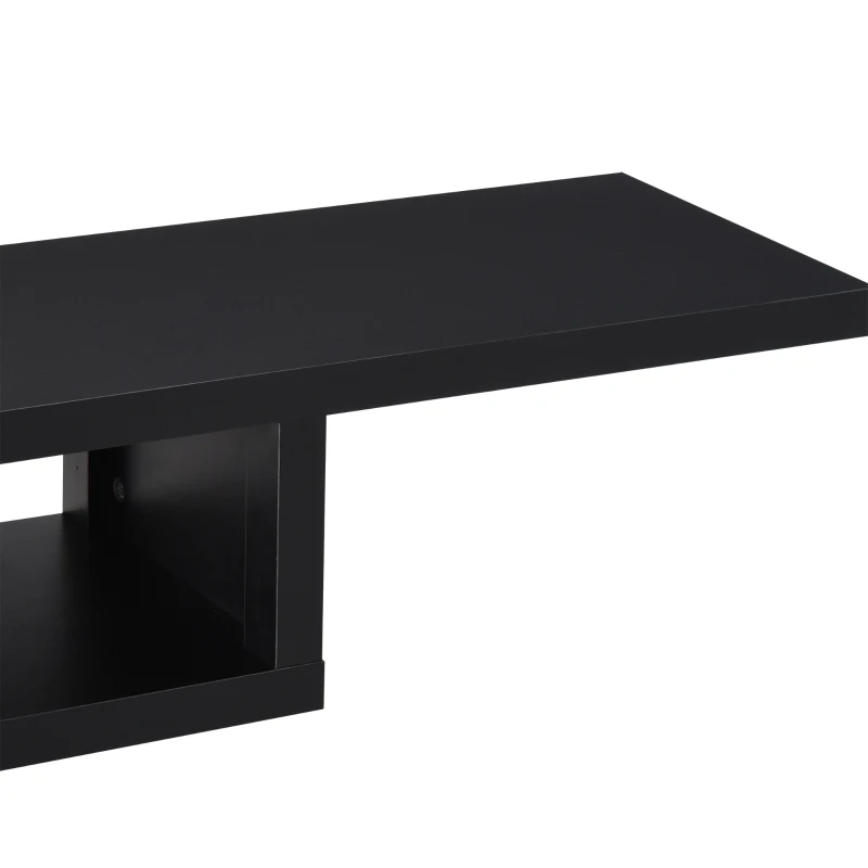 HOMCOM movel flutuante de TV para televisão de até 60 polegadas  com 2 prateleiras de madeira 152,4x29,8x21 cm Preto
