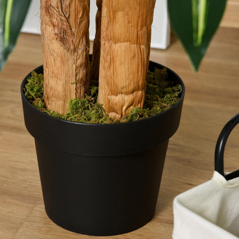 Outsunny Planta Artificial Decorativa Dracaena com Pote Árvore Sintética 66 Folhas Ø20x160 cm Verde