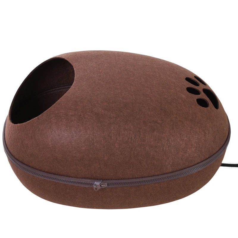 PawHut Caverna de gato em forma de concha Semi-Fechado casa para animais de estimação desmontavel   Feltro 47x38x24cm