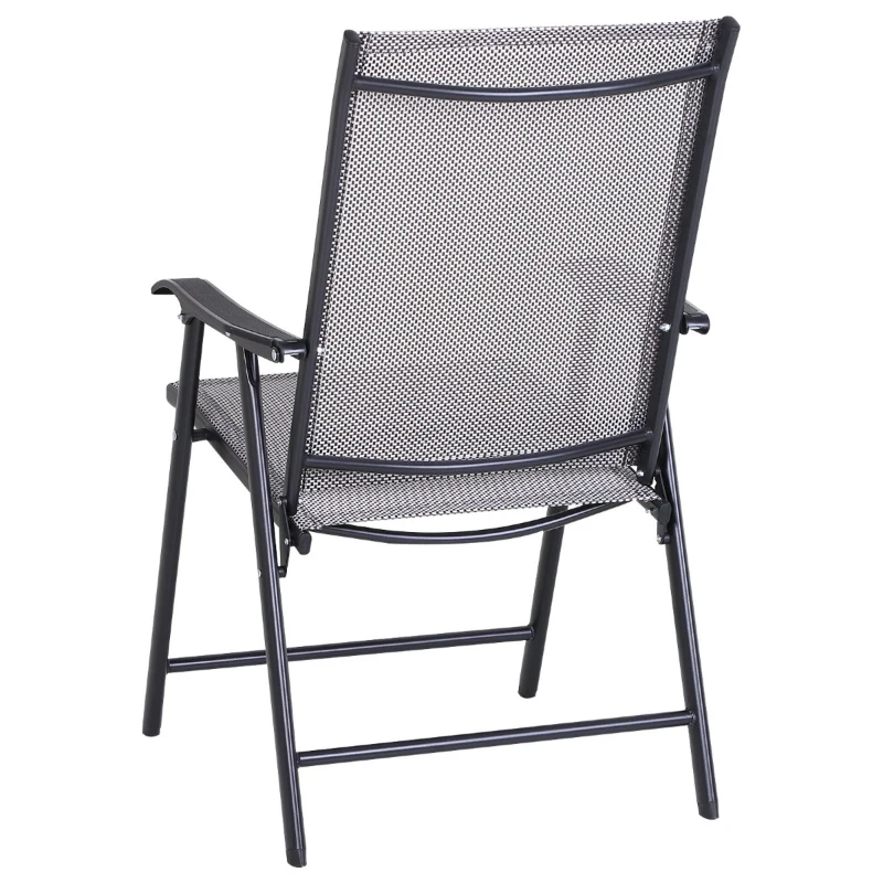 Outsunny Conjunto de 2 cadeiras dobráveis Com apoio de braços para varanda Jardim Terraço Carga 100kg 58x64x94 cm Cinza