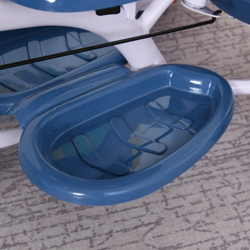 HOMCOM Triciclo infantil com toldo Barreira Apoio para os pés Luz e Música 93x51x94 cm Azul