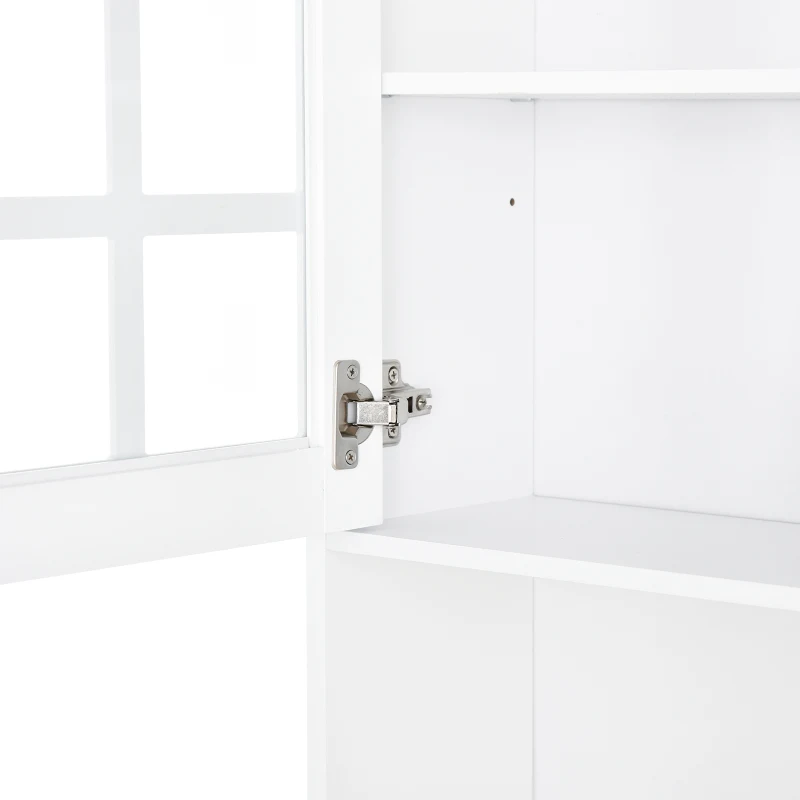 HOMCOM Armário de Cozinha com Prateleiras e Portas de Vidro  para Pequenos Eletrodomésticos e Louças 80x37x183cm Branco