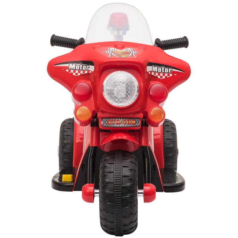 HOMCOM Mota Elétrica para Crianças de 18-36 Meses Motocicleta Infantil com 3 Rodas e Bateria 6V com Música Buzina Farol Baú 80x35x52cm Vermelho