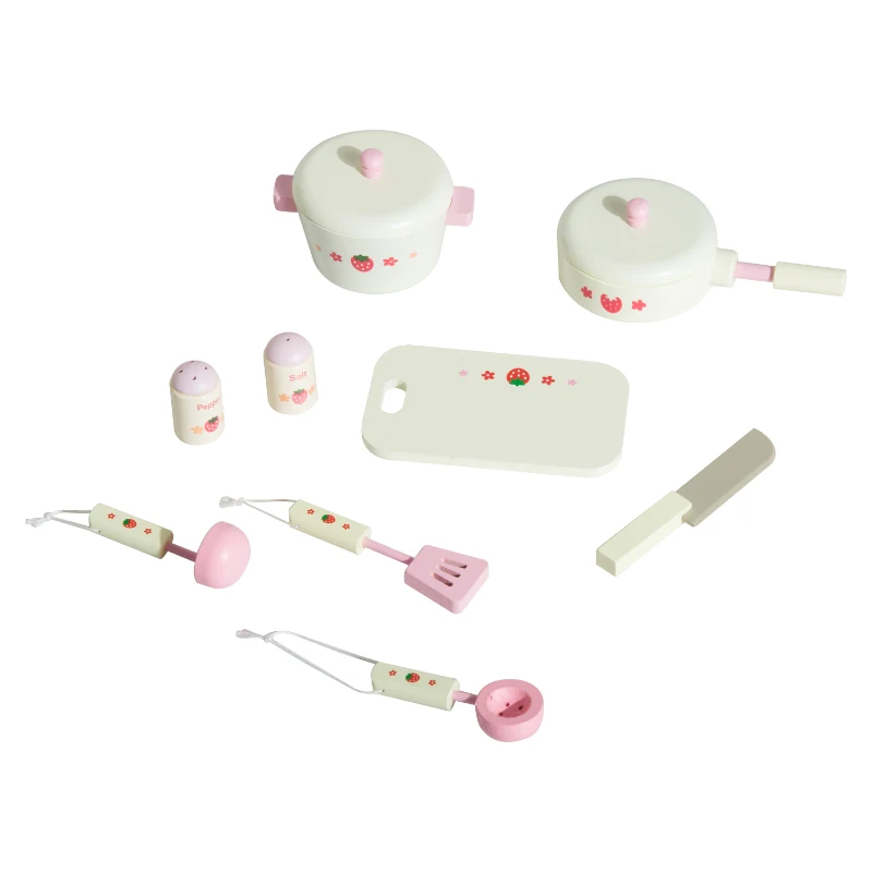 HomCom Cozinha de Brincar Grande de Madeira Jogo de Imitação com Acessórios – Cor Creme – 70x30x90cm