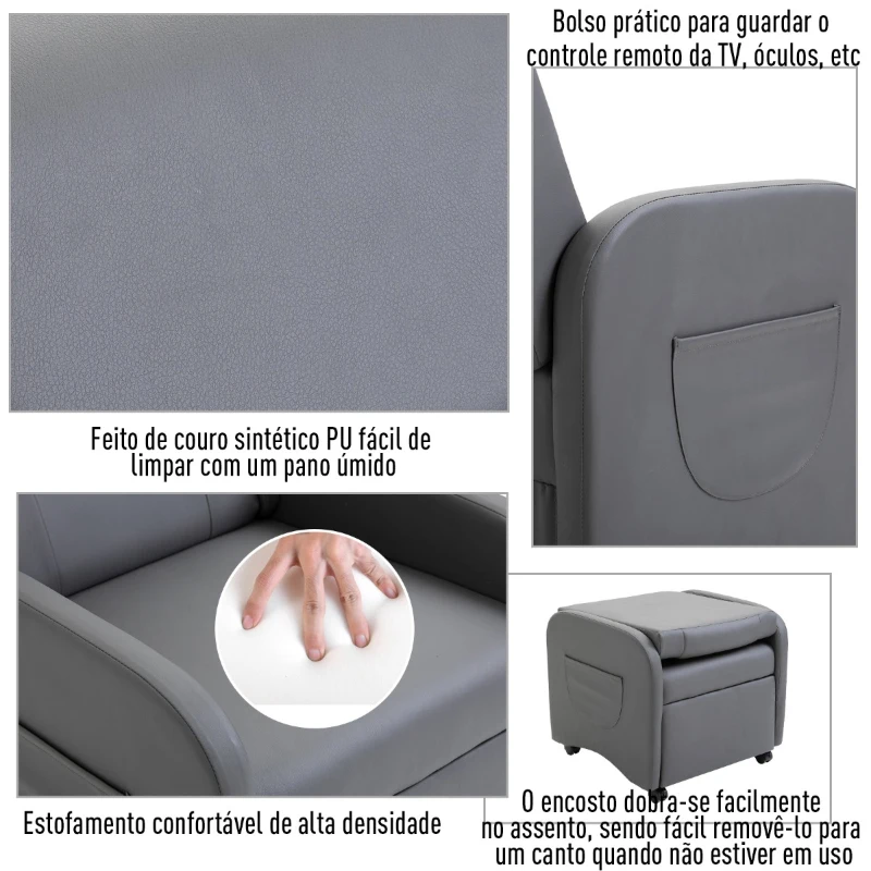HOMCOM Poltrona Relaxante Reclinável Dobrável até 120 ° Couro PU