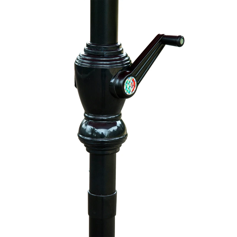 Outsunny Chapéu de Sol de Jardim Ø270x235cm Chapéu de Sol de Alumínio Reclinável com Manivela e 6 Hastes para Terraço Exterior Balcão Vermelho Escuro