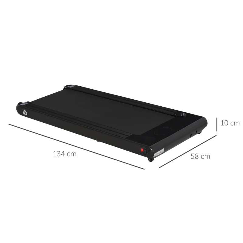 HOMCOM Esteira elétrica de 1-6km / h  portátil com tela de LED Rodas de transporte com controle remoto Bluetooth 134x58x10 cm Preto