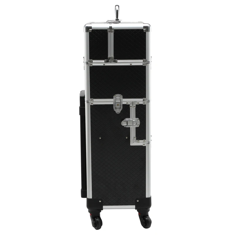 HOMCOM Estojo de maquiagem profissional Estojo cosmético destacável com rodas omnidirecionais com trava Fácil de transportar 36x24x79/107cm