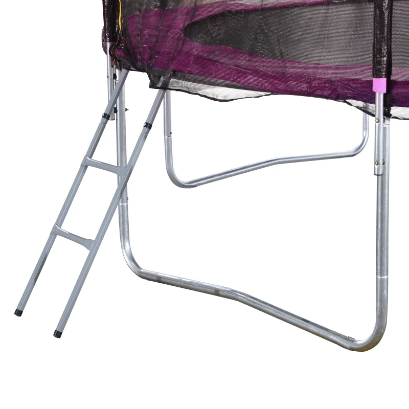 HOMCOM Trampolim de Jardim Φ244cm Trampolim para Crianças e Adultos cm Rede de Segurança Cobertura nas Bordas e Escada para Exterior Rosa