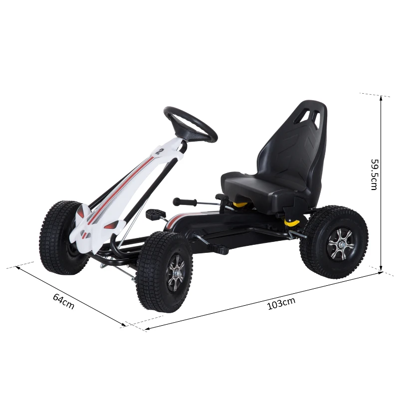 HOMCOM Carro de Pedais Go Kart Racing Desportivo com Assento Ajustável Embraiagem e Travão  103x64x59,5 cm