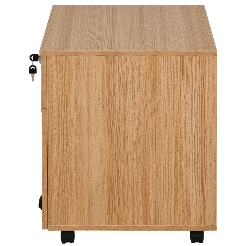 Vinsetto Gaveta com Rodas para Escritório 2 Gavetas com Espaço para A4 40x49x58 Natural