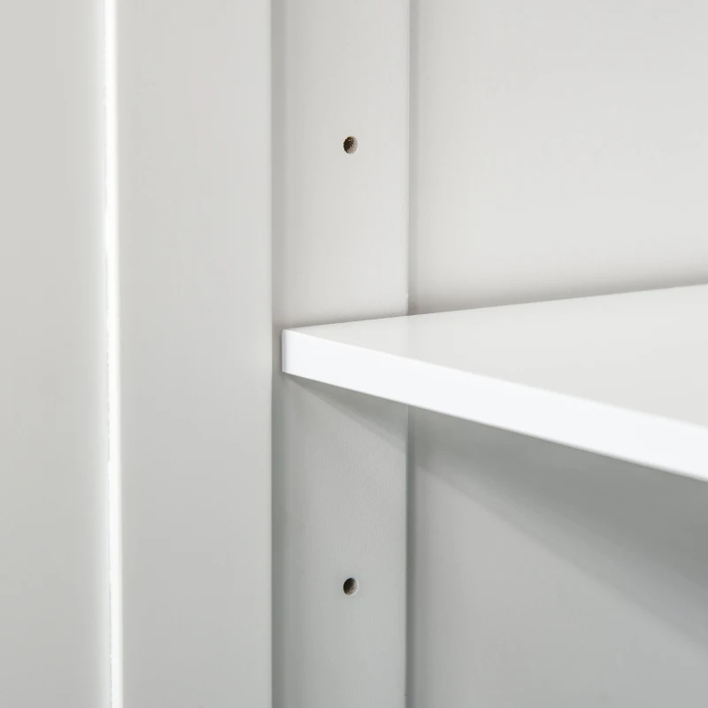 HOMCOM Armário de Cozinha Armário Organizador com 7 prateleiras e uma gaveta removível 4 portas com prateleiras ajustáveis ​​101x39x180 cm Branco