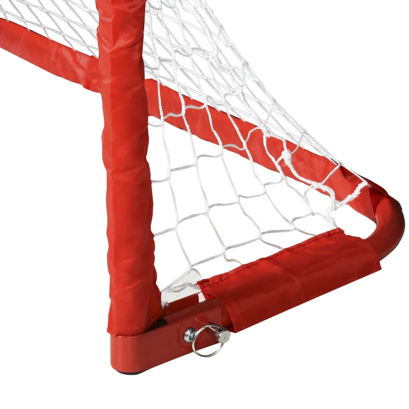 HOMCOM Conjunto de 2 balizas de futebol dobráveis com rede Tetrolon 90x36x 60cm vermelho