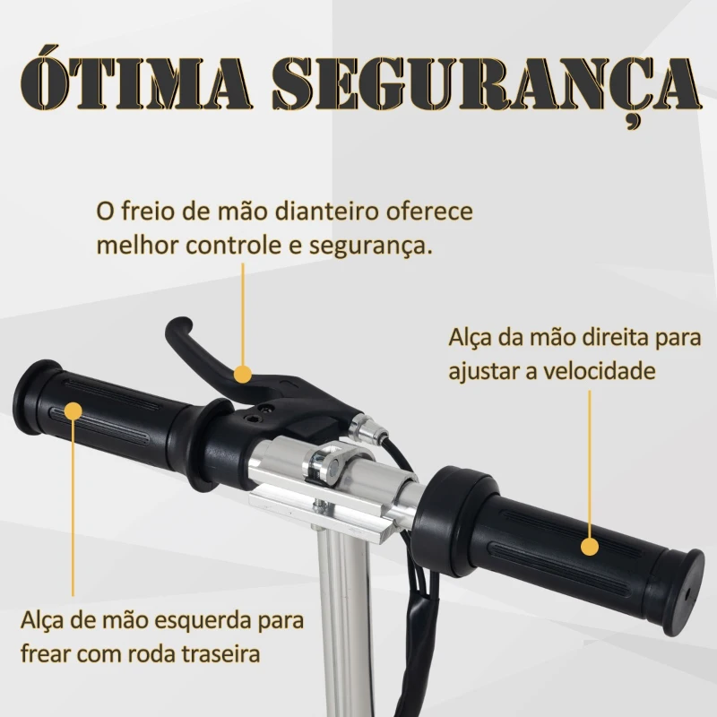 HOMCOM Trotinete Elétrico Dobrável Suporta até 50kg com Altura Ajustável Scooter Elétrica com Interruptor de Inicio e Freios 75x36x82-93cm Rosa