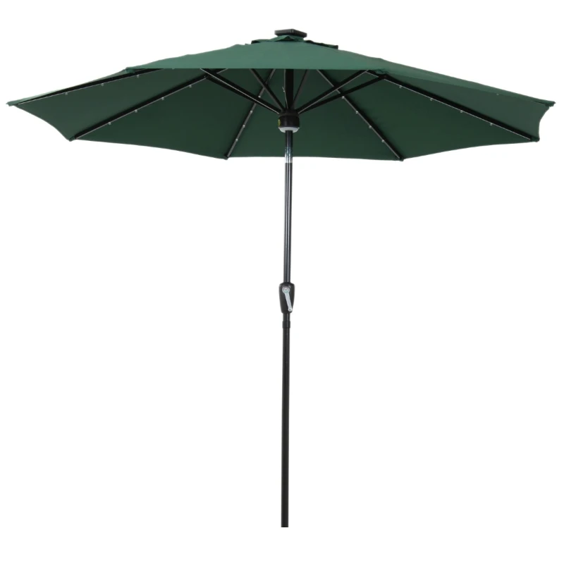 Guarda-sol reclinável com luz LED e orador - cor verde escuro - alumínio - 752.75x2.33m