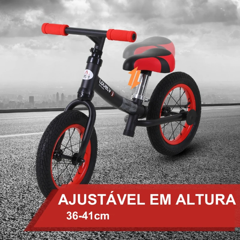 HOMCOM Bicicleta sem pedais Altura do assento ajustável 31-45cm crianças acima de 2 anos cor Preto carga 25kg| AOSOM PT