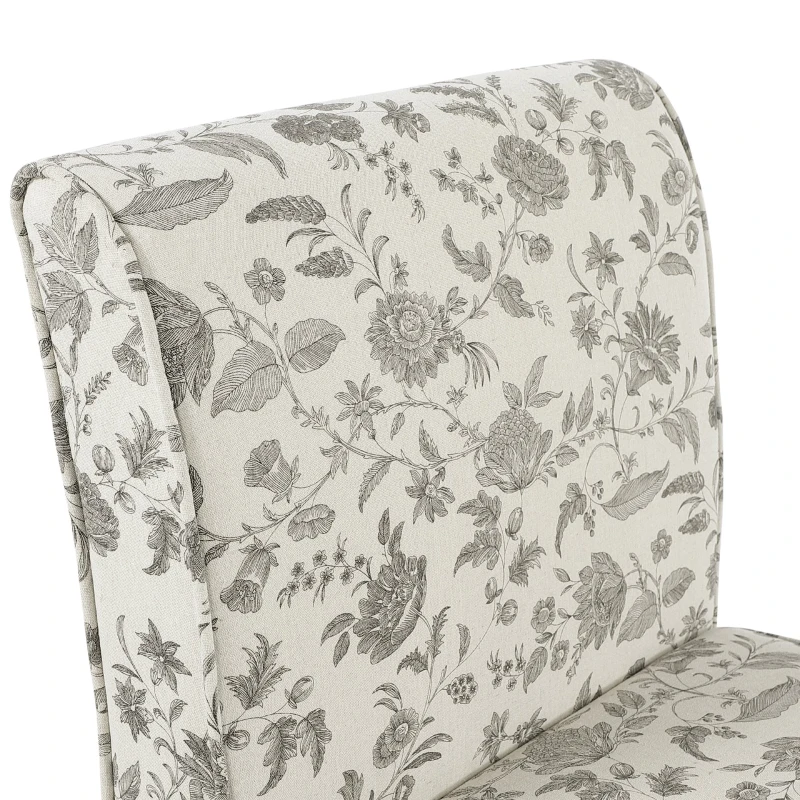 HOMCOM Cadeira individual tipo poltrona sem apoio de braços com assento acolchoado e pernas de madeira 57x76x83,5 cm estampa floral