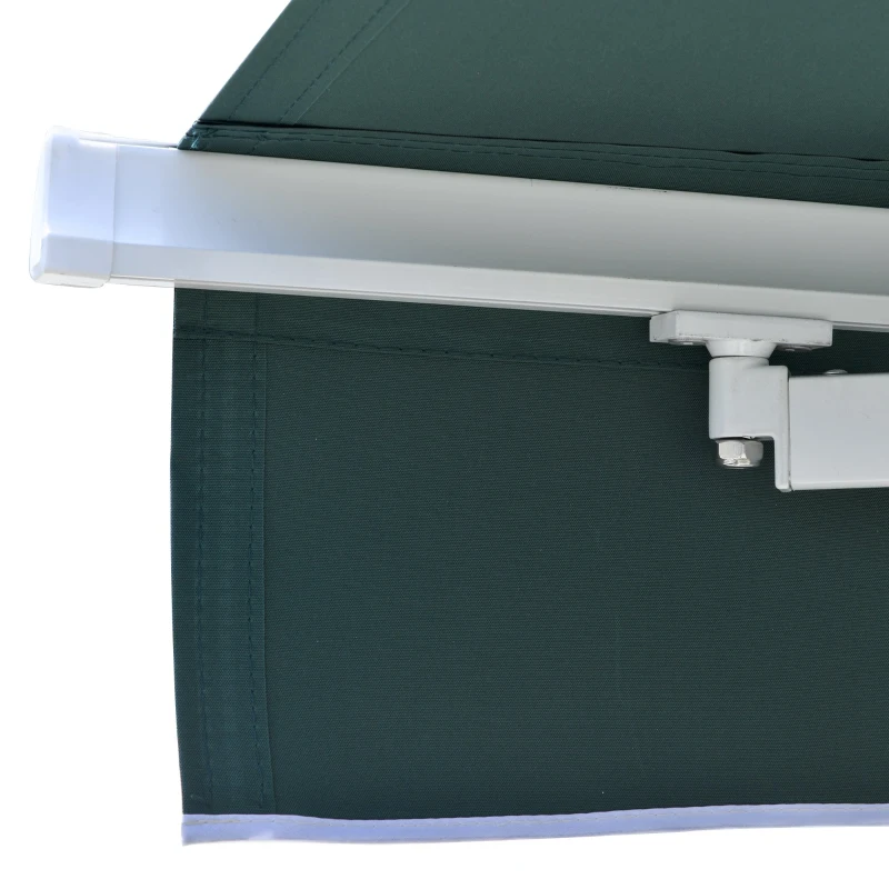 Outsunny Toldo retrátil manual 250x200cm com manivela de alumínio Proteção solar ângulo ajustável para portas janelas varanda Verde escuro