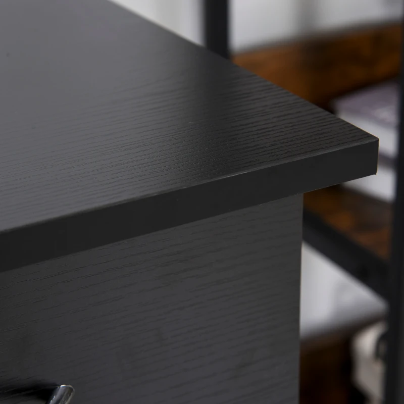 HOMCOM Secretária para Escritório com Prateleiras Abertas Gabinete Suporte para Cpu e Bandeja Removível 120x60x74 cm Preto