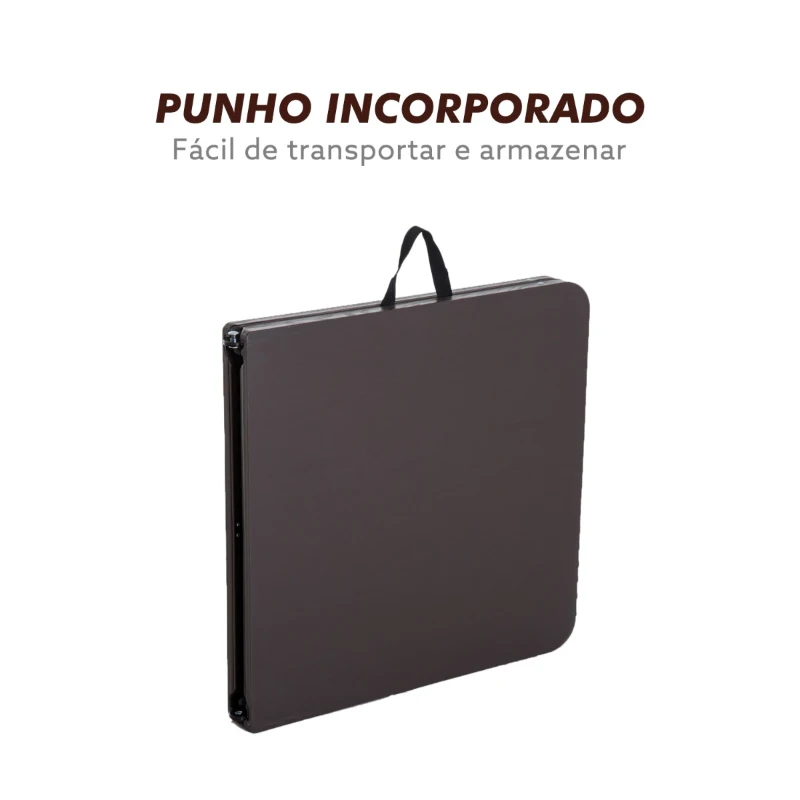 Outsunny Mesa dobrável ajustável Altura regulável 122x61x53 / 71,5 cm Marrom e preto