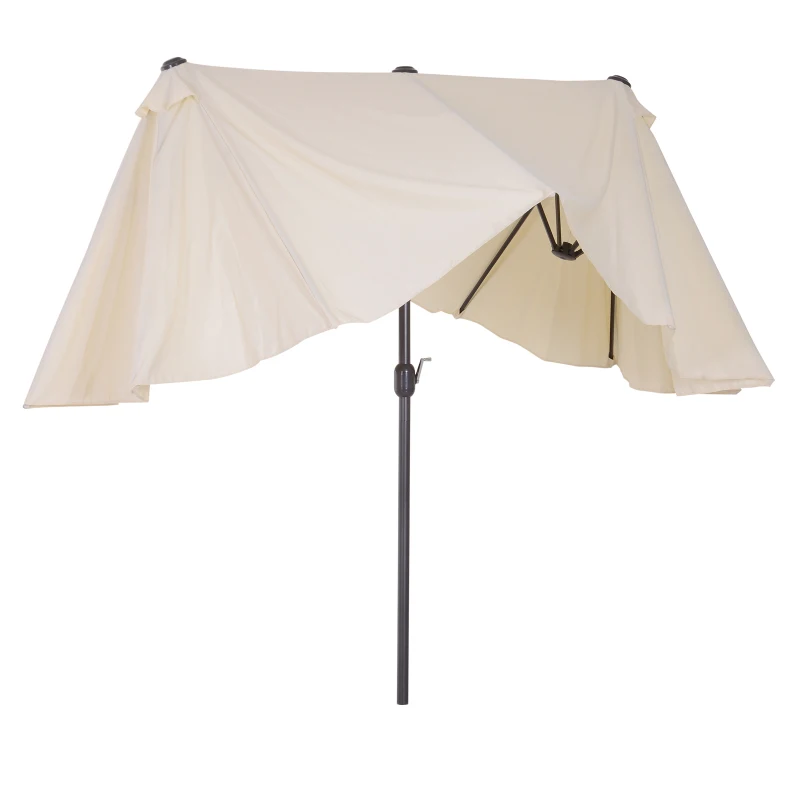 Outsunny Chapéu de Sol Duplo para Jardim 4,6x2,7x2,4m Chapéu de Sol Anti UV com Manivela para Exterior Bege