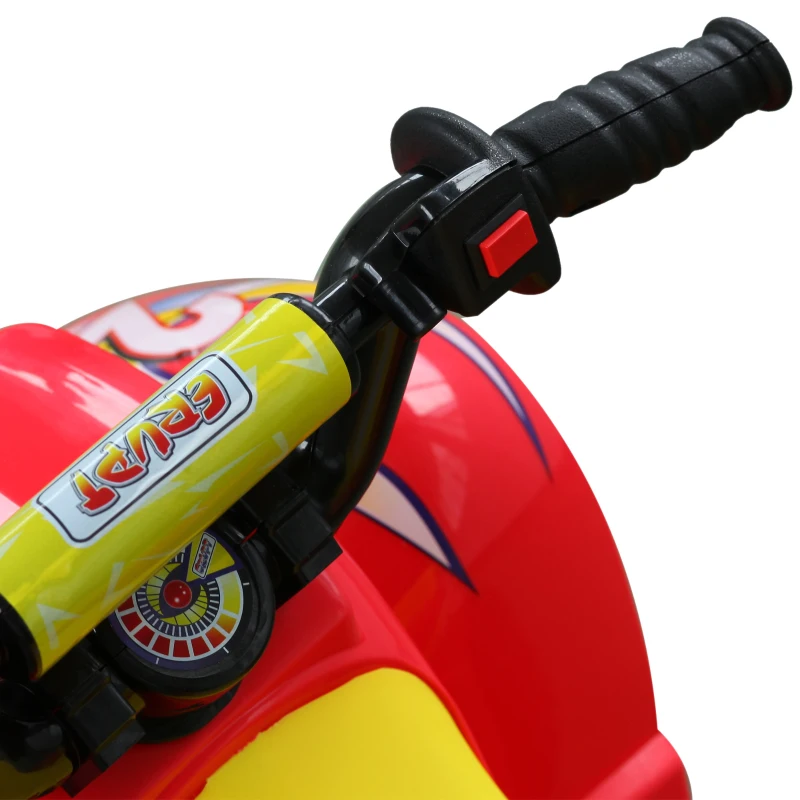 HOMCOM Quadriciclo Bateria 6V Quadicilo Elétrico para Crianças de 18-36 Meses Velocidade 2,5km/h Carga Máx 20kg Sons Luzes e Carregador Incluido 66x43x43 Vermelho e Amarelo