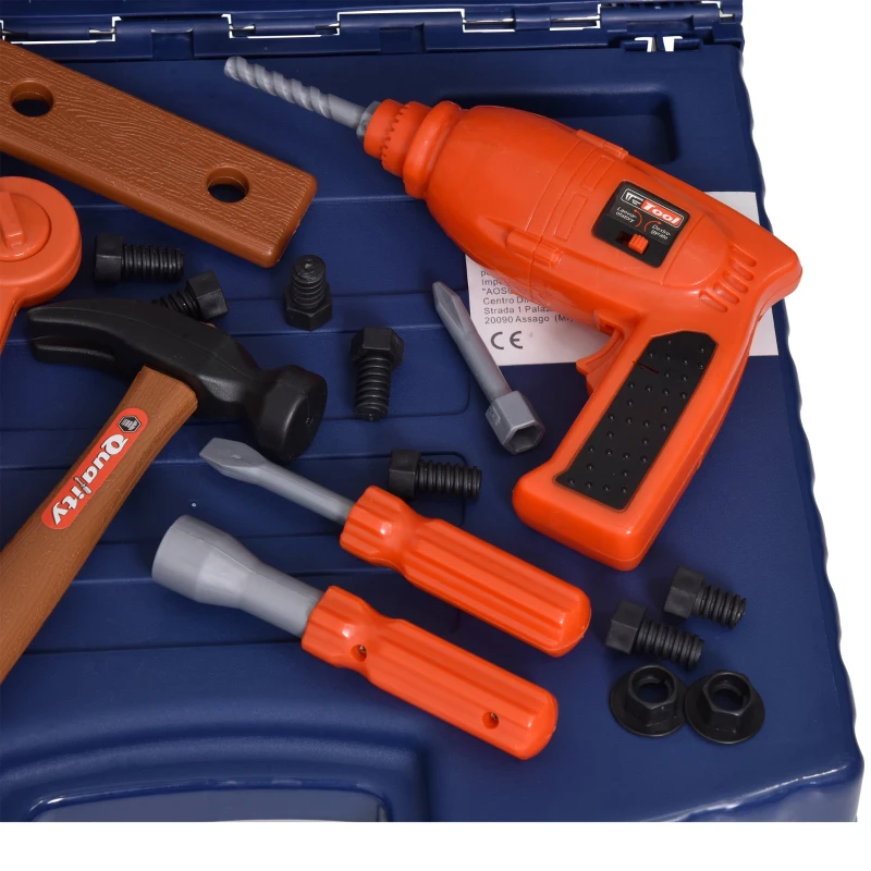 HOMCOM Bancada de Ferramentas para Crianças acima de 3 Anos Desmontável Maleta de Ferramentas com 68 Peças Incluídas Brinquedo de Imitação 40x43x72cm Multicolor