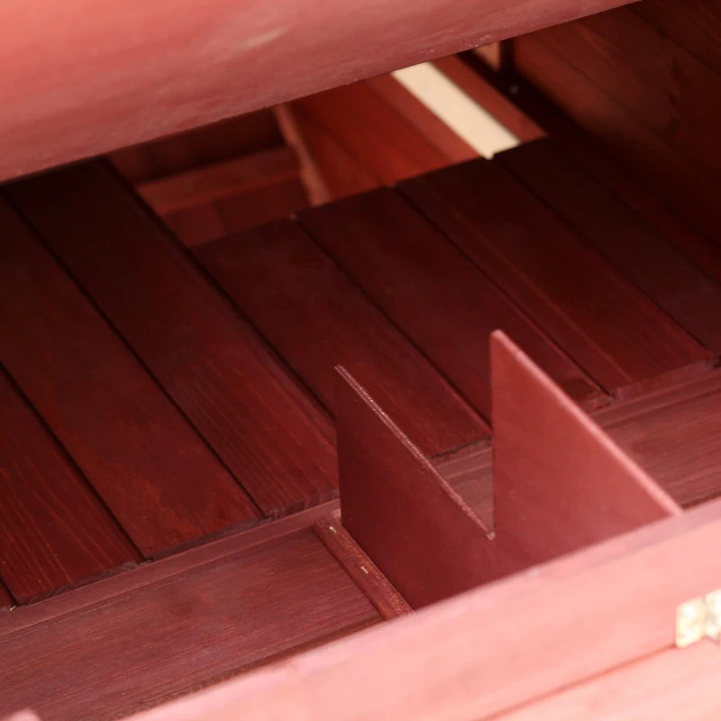 PawHut Galinheiro externo de madeira com 2 gabinetes para execução rampa e ninho com telhado de asfalto 290x71x119 cm Vermelho