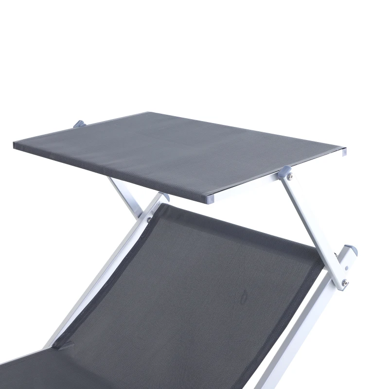 Outsunny Espreguiçadeira Dobrável e Reclinável com Toldo Ajustável em Ângulo Espreguiçadeira para Jardim Terraço Campismo Exterior 169x72x55-72cm Cinza