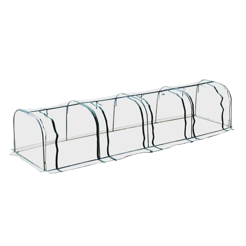 Outsunny Estufa para Jardim, Terraço Cultivo de Plantas com Semente de Estufa de Jardim Caseiro, tipo Túnel, Moldura de Aço e PVC 400x100x80 cm