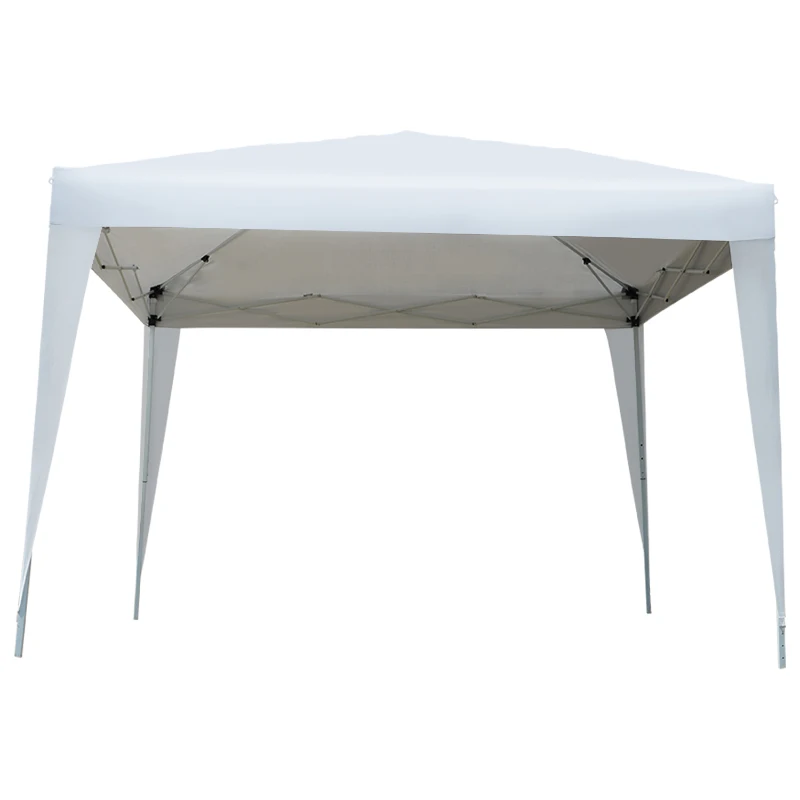 Outsunny Tenda de Jardim com Paredes Laterais Amovíveis Janelas Porta com Zíper e Bolsa de Transporte 295x295x195-258 cm Branco