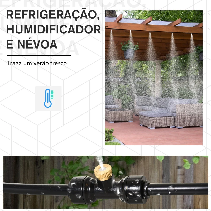 Outsunny Nebulizador de Água para Jardins Sistema de Resfriamento por Nebulização para Pátio Jardim Ar Livre 9m Preto
