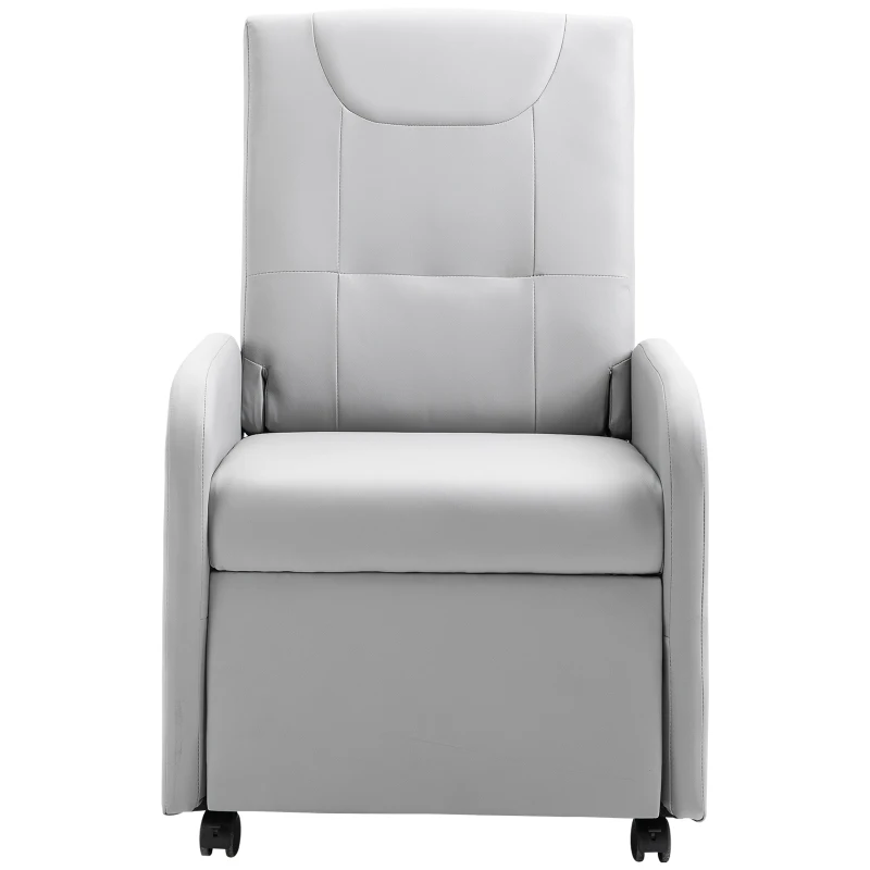 HOMCOM Poltrona Relaxante Reclinável Dobrável até 120 ° com Apoio para os Pés Extensível com Rodas  Couro PU