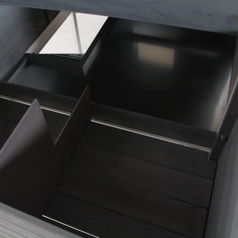 PawHut Galinheiro de madeira com ninho e curral bandeja removível rampa janela 160x80x110 cm cinza e branco