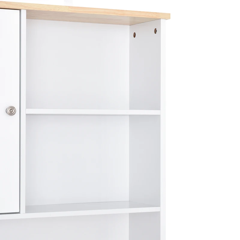 HOMCOM Armário de Cozinha com Prateleiras e Portas de Vidro  para Pequenos Eletrodomésticos e Louças 80x37x183cm Branco