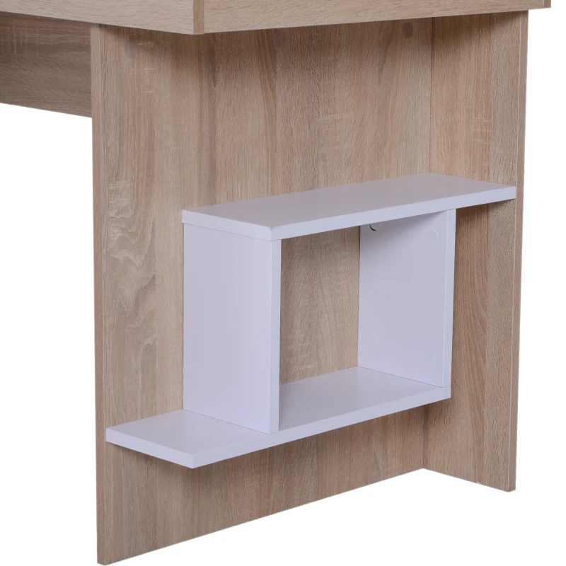 HOMCOM Secretária para Computador Mesa de Escritório Casa Tampo Rebatível com 2 Compartimentos e Prateleiras Design Compacta 120x60x74cm